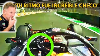 Lo Que No Viste Checo Pérez Felicitando a Verstappen  Team Radio Post Carrera [upl. by Ainesej]