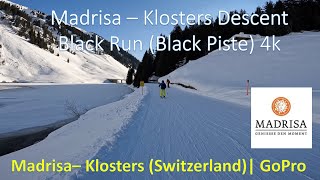 Ski descent Madrisa  Klosters  Black Run Piste  GoPro 4k [upl. by Oinoitna917]