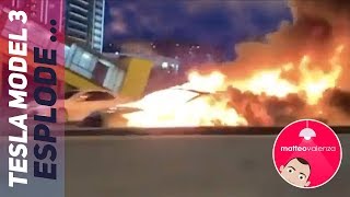 Tesla model 3 Esplode in Russia 2019  tesla news  batterie la causa [upl. by Alue851]