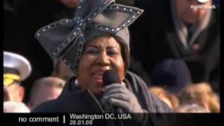 Aretha Franklin sings at Obamas inauguration ceremony [upl. by Madelene]