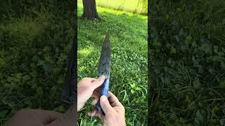 Dad Built Feather Damascus Chef Knife Named Aurora [upl. by Nayllij]