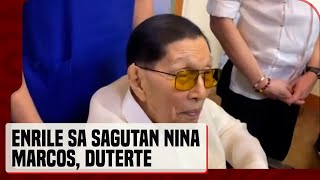 Juan Ponce Enrile sa mga pahayag ni Vice Pres Duterte vs Pres Marcos Let us cool it down [upl. by Arnon]