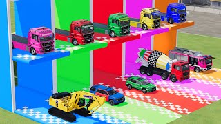 TRANSPORTING PIXAR CARS amp FRUITS WITH COLORED amp JOHN DEERE vs CLAAS vs TRACTORS  BeamNGdrive 983 [upl. by Sternlight289]