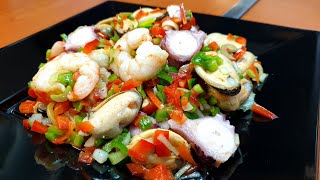 Salpicón de marisco  con pulpo gambas y mejillones  Facilísimo y rápido [upl. by Kcin]