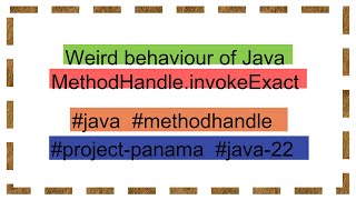 Weird behaviour of Java MethodHandleinvokeExact [upl. by Riker]