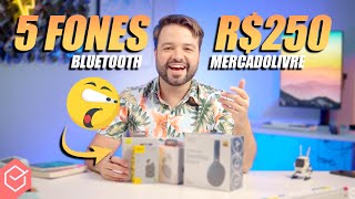 COMPREI os 5 FONES DE OUVIDO BLUETOOTH MAIS VENDIDOS [upl. by Jallier]