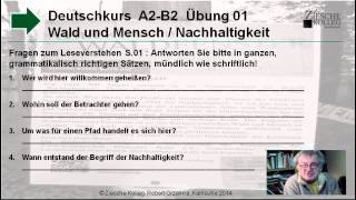 Deutsch lernen A2  B2 Fragen zum Leseverstehen S01 Waldkunst Pfad für Nachhaltigkeit [upl. by Nalahs]