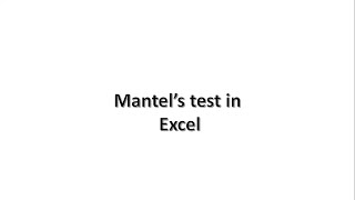 Mantels Test in Excel [upl. by Gavrah66]