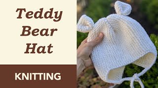 How to Knit a Baby Hat with Cute Ears  Teddy Bear Knit Hat  Toddler Knit Hat  2T3T [upl. by Mongeau]