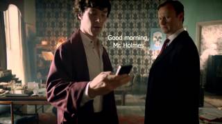 Sherlock 2x01 Mycroft concerned by text sound [upl. by Yemiaj]