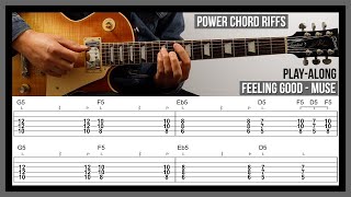 Feeling Good TAB  Power Chord Guitar Riffs  Muse [upl. by Oisacin]