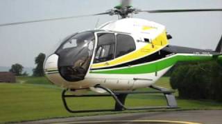 Landing Eurocopter EC 120 at Pfaffnau Switzerland [upl. by Ley]