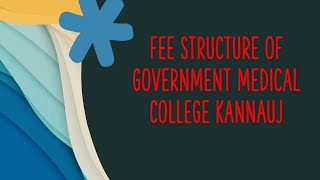 Fee structure of gmc kannauj  tution fee mess fee caution money 💰 [upl. by Yboj]