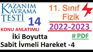 11 Sınıf  Fizik  MEB Kazanım Testi 14  İki Boyutta Sabit İvmeli Hareket 4  AYT Fizik 2022 2023 [upl. by Espy]