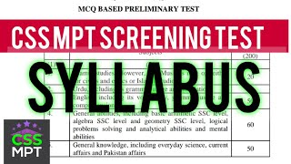 CSS MPT Screening Test Syllabus  FPSC Issued MCQs Syllabus for CSS MPT 2022 Onward cssmpt2023 [upl. by Corey875]