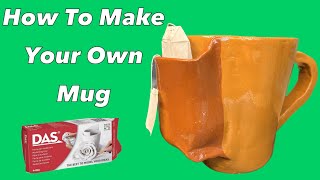 DIY Air Dry Clay Mug  How to Make and Fix to use  DAS AirHardening Modeling Clay [upl. by Hege]