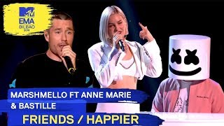 Marshmello Ft AnneMarie amp Bastille  FRIENDS  HAPPIER  2018 MTV EMA Live Performance [upl. by Barrada578]