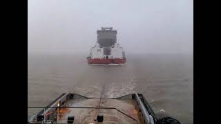 Hooking up and towing barge [upl. by Henricks]