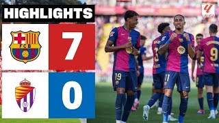 FC BARCELONA 7  0 REAL VALLADOLID CF  RESUMEN LALIGA EA SPORTS [upl. by Ahsinot]