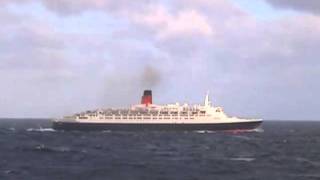 QE2 Tandem Crossing  her final Atlantic voyage viewed from Queen Mary 2 [upl. by Eirrem365]