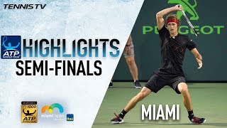 Highlights Zverev Isner Advance To 2018 Miami Final [upl. by Niawtna]