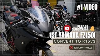 1 Fairing R15V3 on Yamaha FZ150i exhaust muffler akrapovic lorenzo [upl. by Werbel]