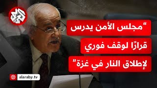 رياض منصور أعضاء مجلس الأمن يبجثون مشروع قرار لوقف فوري لإطلاق النار في غزة [upl. by Loralie]