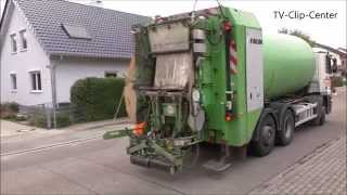 Müllabfuhr leert Mülleimer  Trommel  Garbage Truck at work in Germany [upl. by Concoff866]