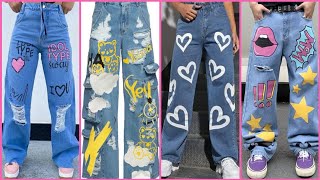 20242025 Trending Jeans Designs For Girls🔥Printed JeansJeans Trends 2024 WomensFashion Jeans [upl. by Ydnir]