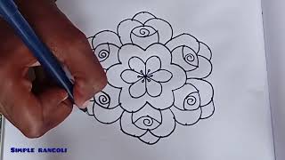 116 dots rangolibeautiful flower 🌼 rangoli designdaily rangolisimple rangoli [upl. by Eissac587]