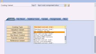 SAP Product Costing Configuration  Creating Costing Variant t code okkn [upl. by Cired]