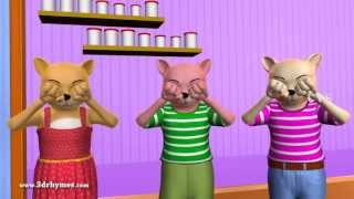 Three Little Kittens  3D Animation English Nursery rhyme for children with lyrics [upl. by Belac153]