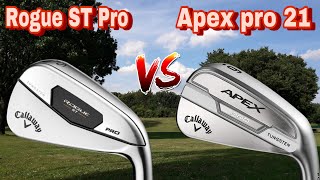 Putting the New Callaway Rogue ST Pro Irons Up Against My 2021 Apex Pro Irons  Rogue ST Pro Review [upl. by Marchak]