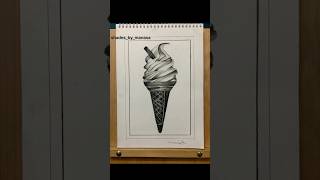 Realistic Ice Cream Cone  Charcoal Drawing Tutorial charcoal drawingtutorial charcoaldrawing [upl. by Alauqahs144]