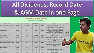 All Dividends Record Date amp AGM Date in one Page  Dhaka Stock Exchange DSE [upl. by Gargan889]