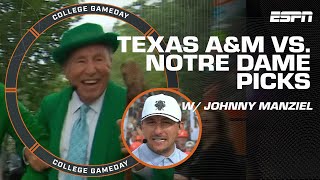 College GameDay’s pick for Notre Dame vs Texas AampM with Johnny Manziel 🏈 [upl. by Aretse]