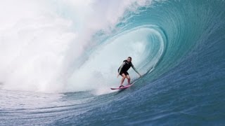 Maya Gabeira Surfs Giant Waves at Teahupoo [upl. by Tizes]