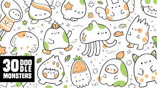 30 Cute Doodle Monsters  Kawaii Doodle Characters for Inspiration [upl. by Noffihc205]