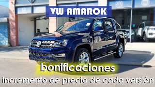 Volkswagen Amarok ¿Cuánto aumentó y que trae cada versión Precios Bonificaciones y equipamiento [upl. by Wrand]