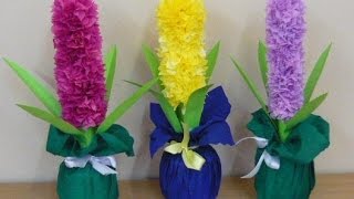 Подарок Цветы Крокусы Гиацинты из бумаги how to make paper flowers простые Поделки своими руками [upl. by Trish]