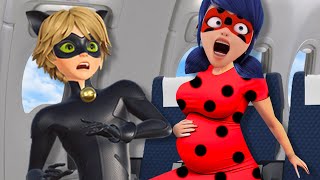 Miraculous Pregnant Ladybug amp Cat noir gave birth to a baby on an airplane Paper dolls story [upl. by Narf]