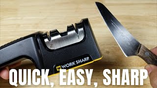 BEST BUDGET WAY TO SHARPEN KITCHEN AND EDC KNIVES WORK SHARP PULL THROUGH AMAZON REVIEW [upl. by Margreta337]