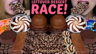 ASMR LEFTOVER DESSERT RACE REESES ICE CREAM BAR CHOCOLATE SWIRL SUNDAE MARSHMALLOW FERRERO 먹방 [upl. by Revell65]