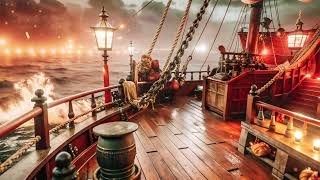 Pirate Ship Sounds  Relaxing Guitar Folk Music  Night on a Pirate Ship [upl. by Senoj]