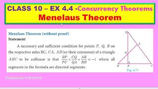 CLASS 10  EX 44  MENELAUS THEOREM [upl. by Annoek]