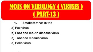 MCQS ON VIRUSES  virology mcqs questions with answers  PART 13  MICROBIOLOGY [upl. by Drarej849]