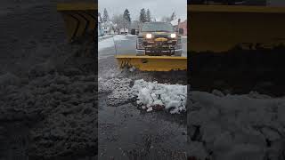 December wet snow automobile plowing snowplow [upl. by Boff]