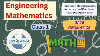 Gate Geomatics  Engineering Mathematics Lecture 1 Surveying MeasurementsAccuracyPrecisionMPV [upl. by Enimrac700]