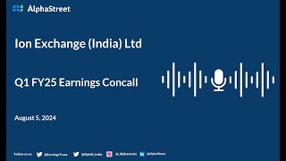 Ion Exchange India Ltd Q1 FY202425 Earnings Conference Call [upl. by Fesoy]