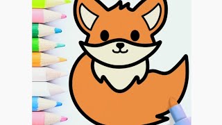 How to draw a fox step by step fox🦊 drawing and colour easy method fox drawing [upl. by Dellora]